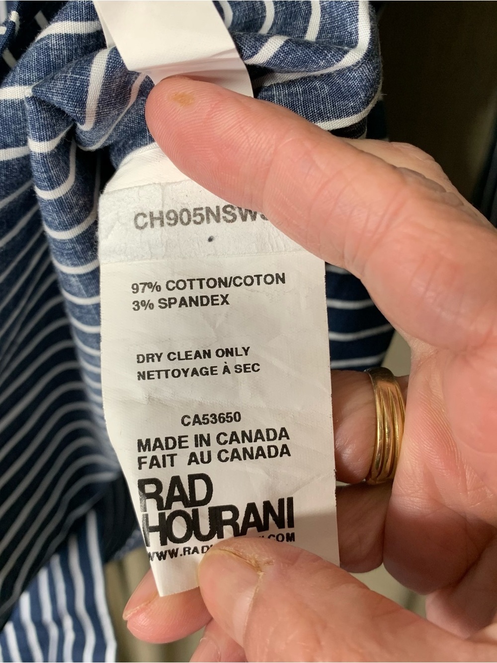 Rad Hourani Striped Navy White Blouse Unisex S Cotton Long Sleeve Quiet Luxury - Picture 10 of 14